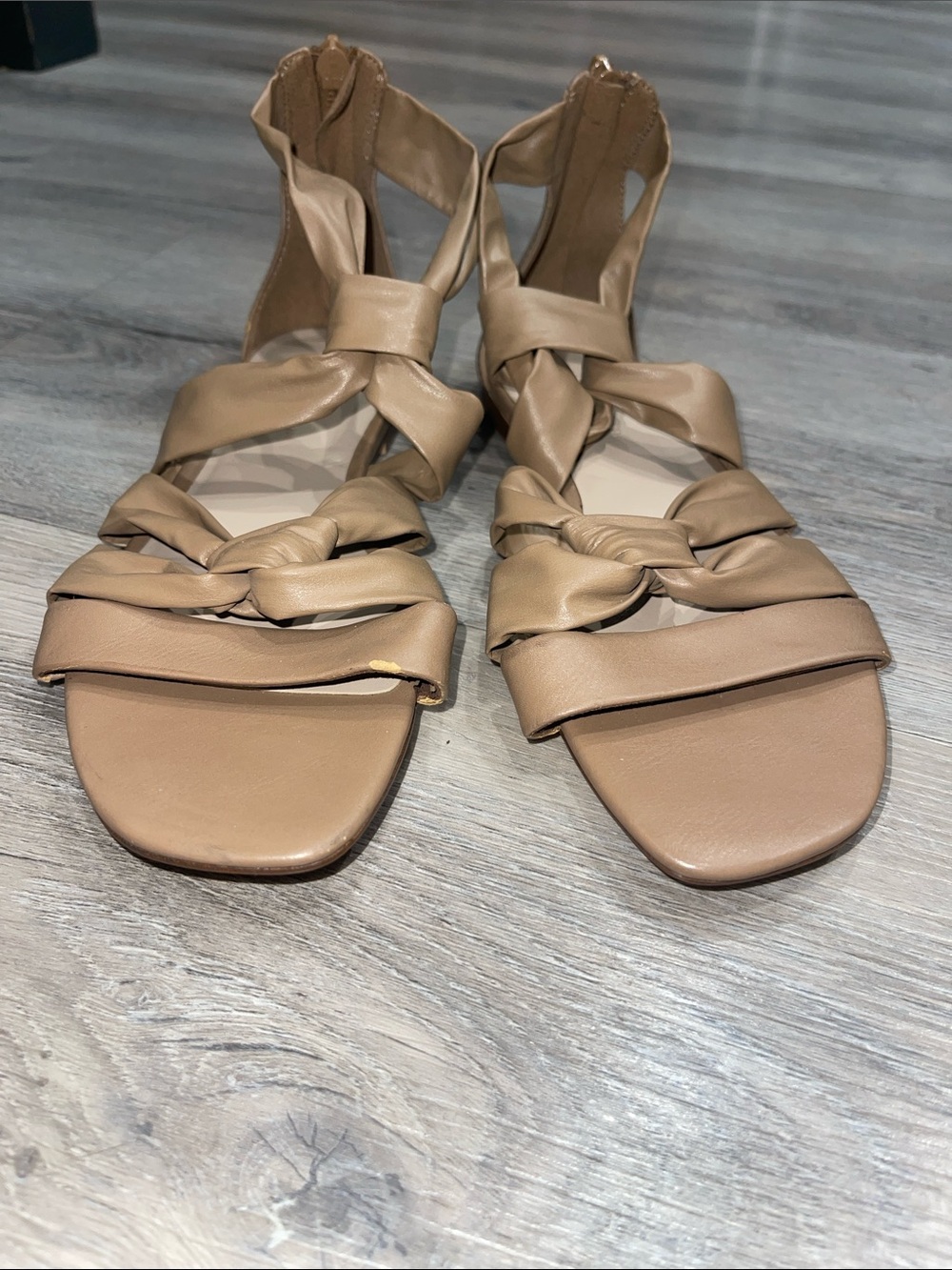 Charles & Keith Tan Knotted Strappy Sandals